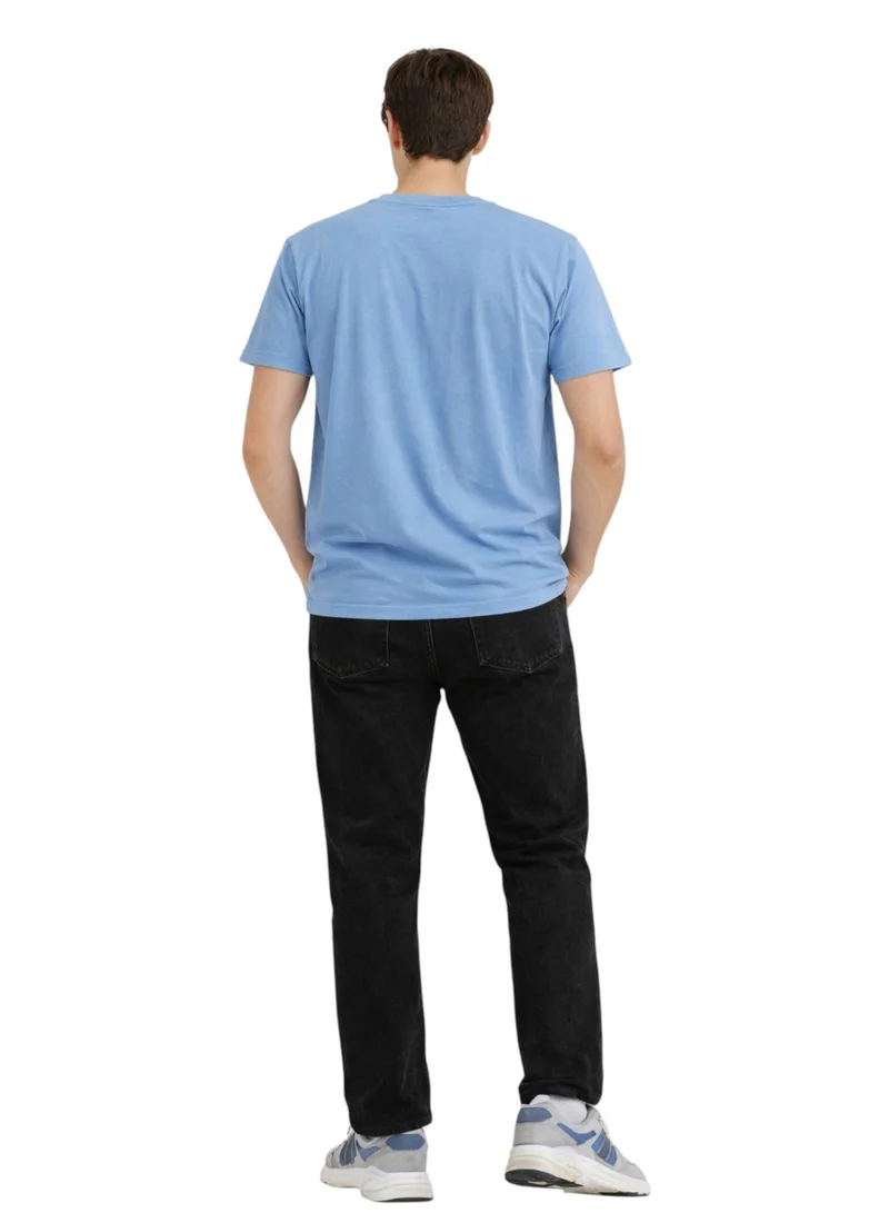 لعب البولو تيشيرت رجالي مطبوع - أزرق